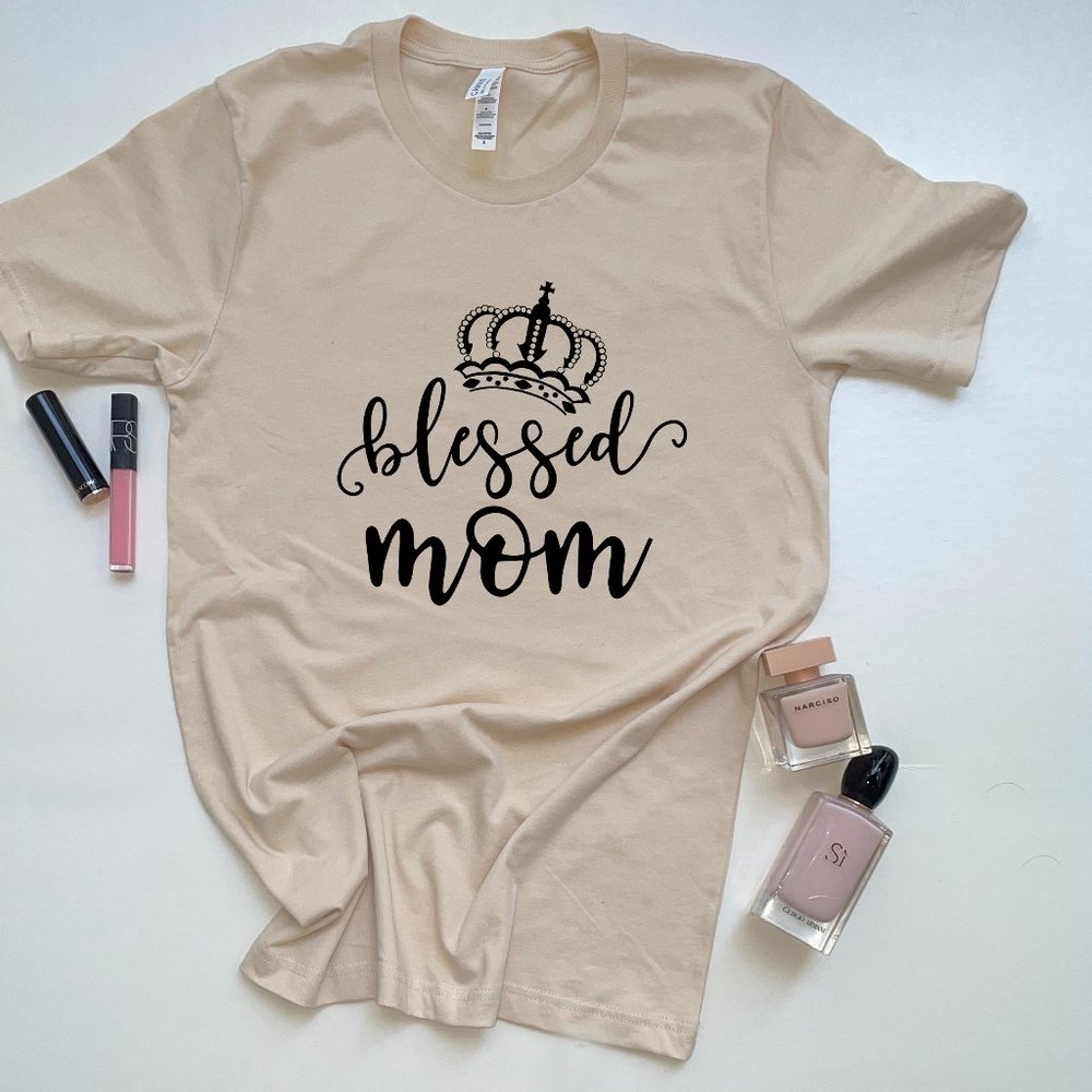 Crewneck T-shirt Blessed mom shirt gift for mother day